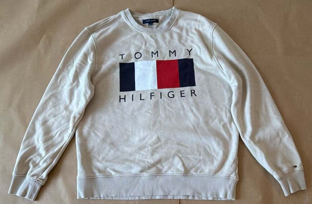 Tommy Hilfiger Flag Logo Crewneck Sweatshirt Beige